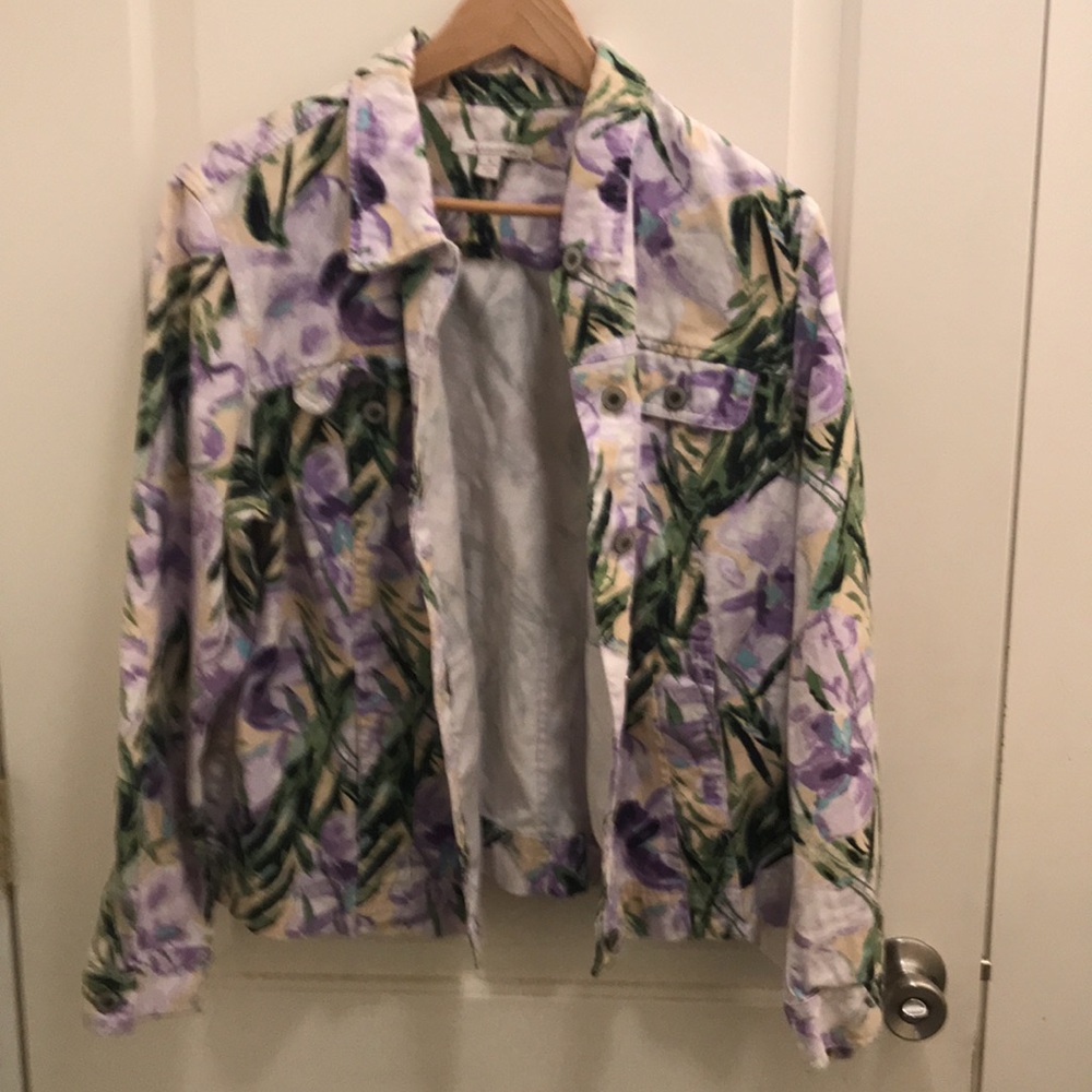 SOLD Sz 16 lavender floral denim jacket